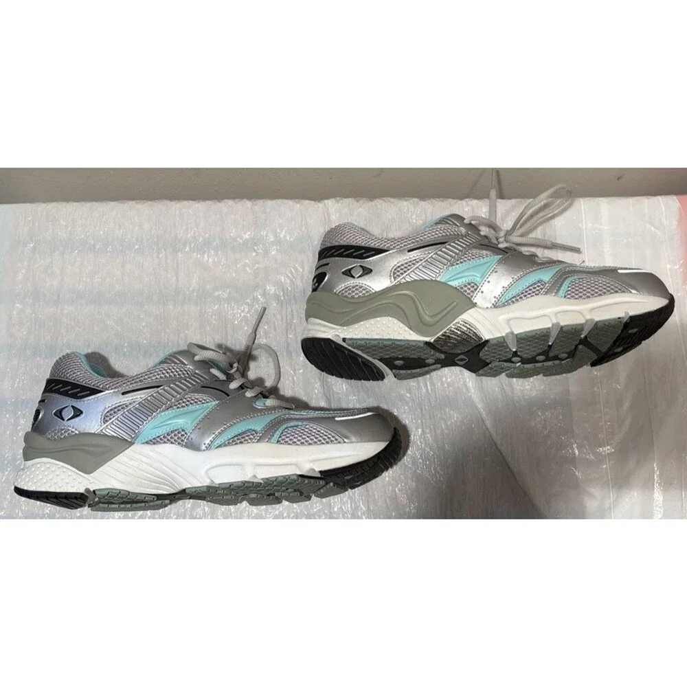 APEX BOSS Runner Orthotic Sneaker Shoe Silver/Sea Blue X527W Women's Size 10.5